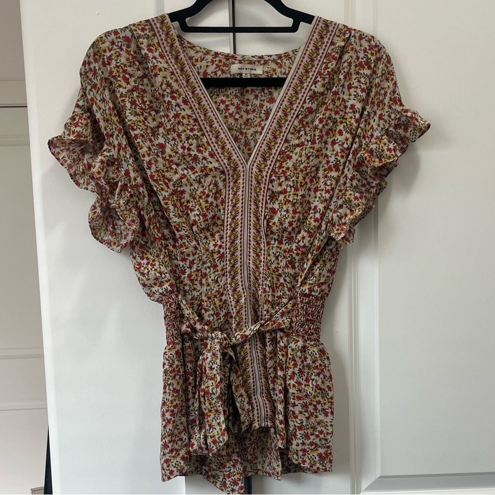 Max Studio Multicolor Floral Ruffle Blouse